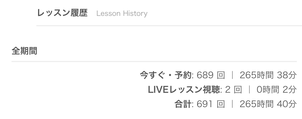ネイティブキャンプの利用履歴